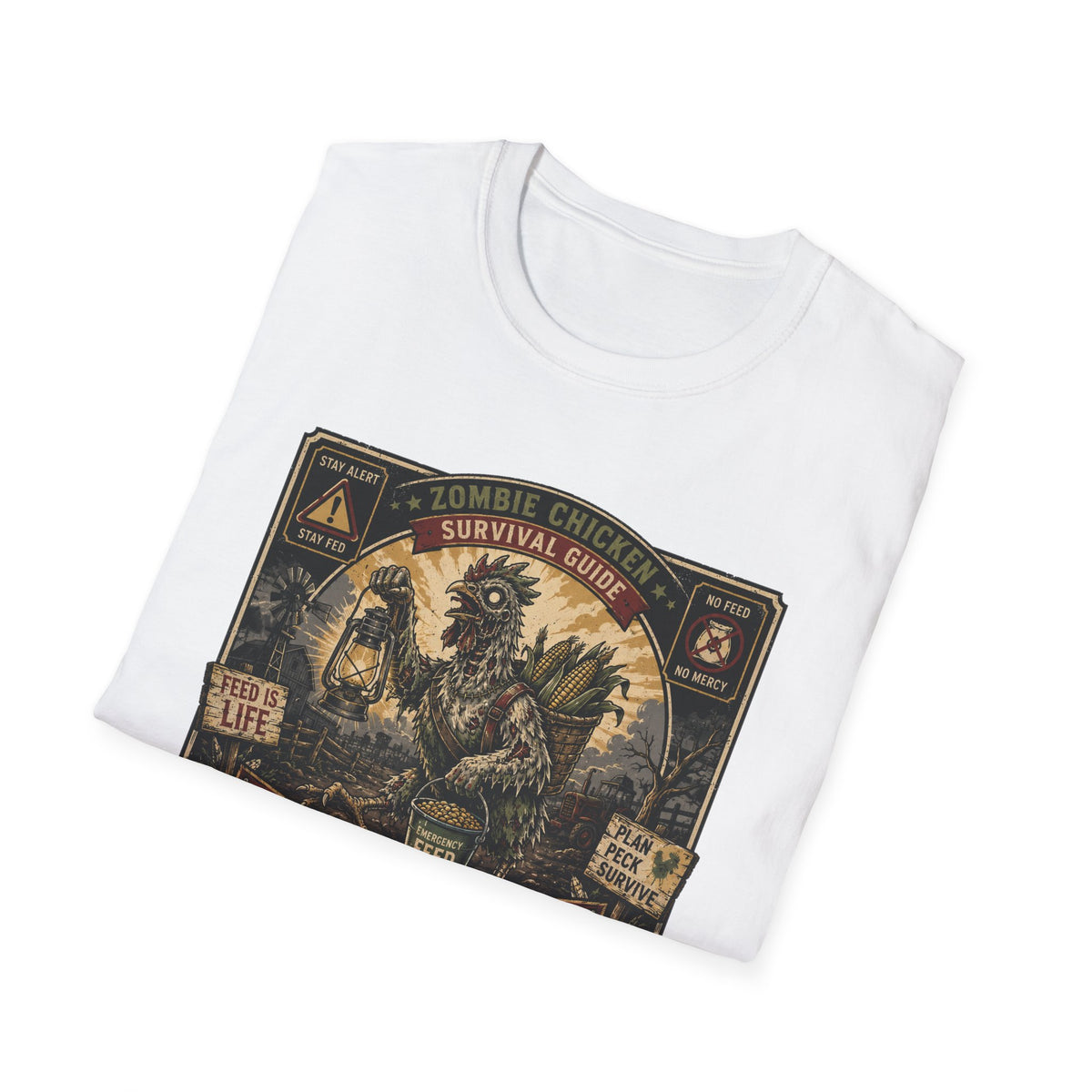 Zombie Chicken Survival Guide T-Shirt — Funny Flock Apocalypse Tee