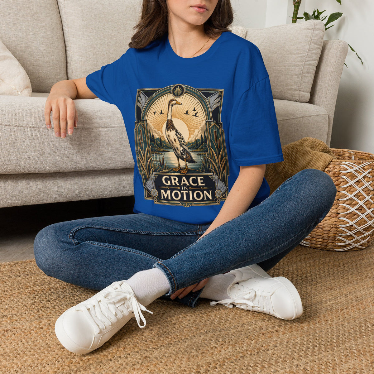 Grace in Motion Indian Runner T-Shirt — Elegant Duck Portrait Tee