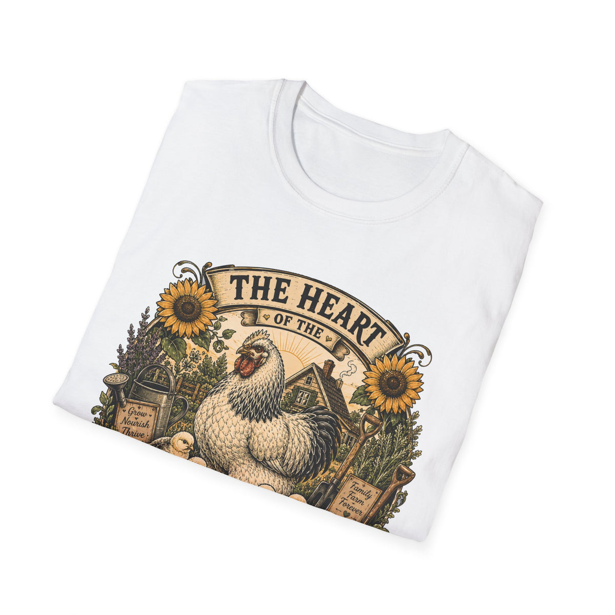 The Heart of the Homestead Brahma T-Shirt — Hen & Chicks Farmhouse Graphic Tee