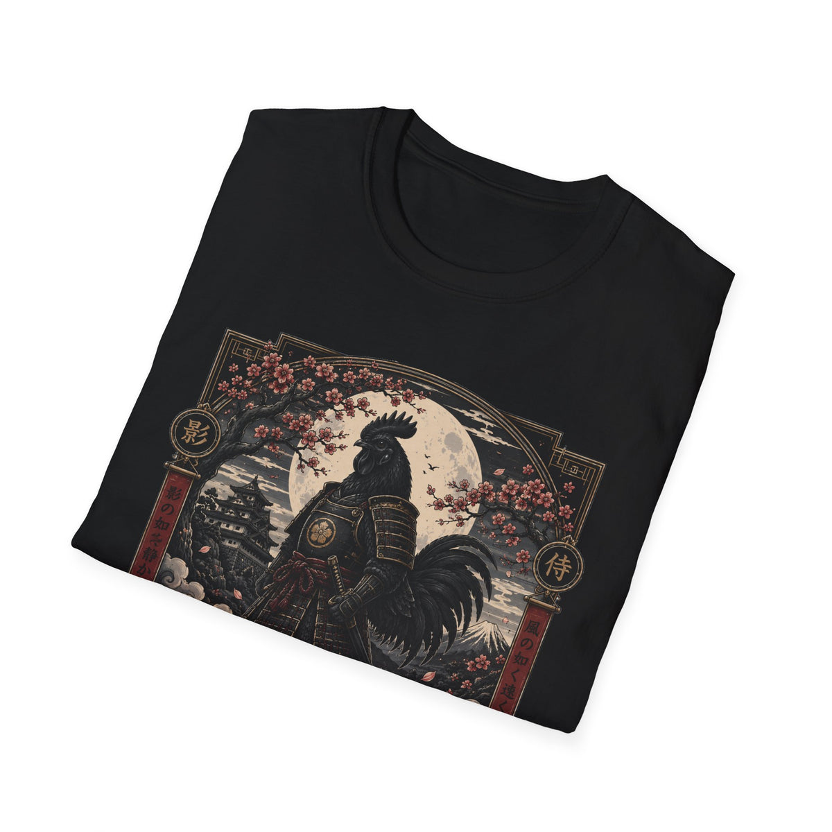 Shadow Samurai Ayam Cemani T-Shirt — Moonrise Warrior Rooster Tee