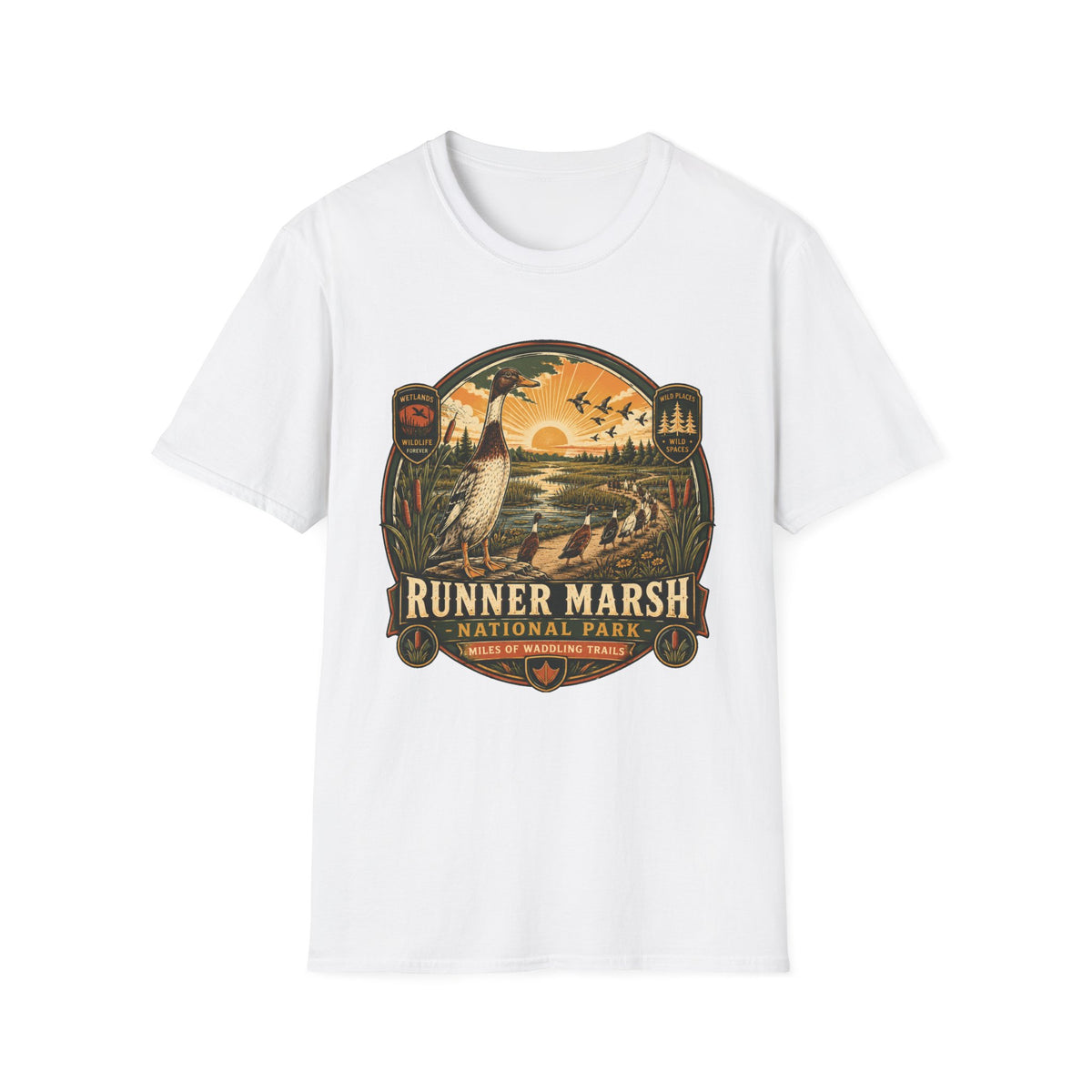 Runner Marsh National Park Badge T-Shirt — Indian Runner Duck Vintage Tee