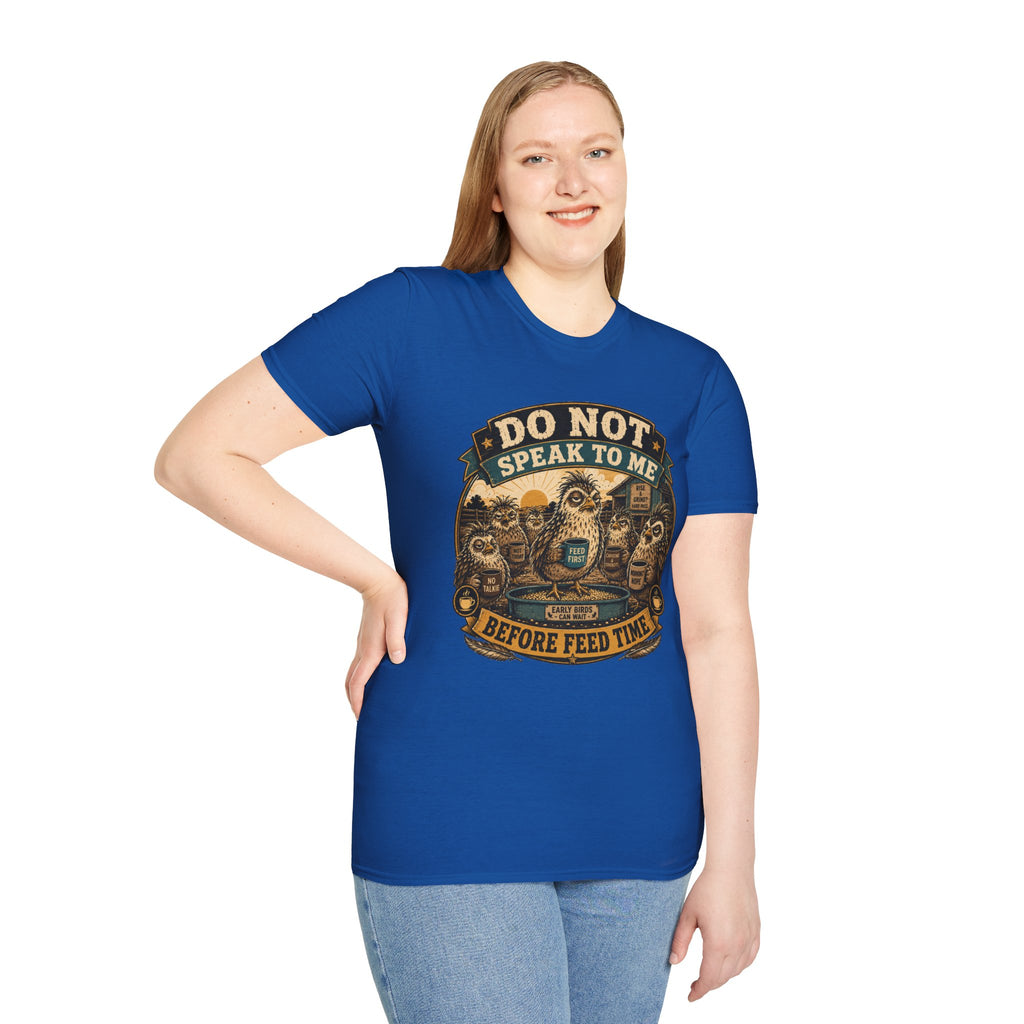 Do Not Speak to Me Before Feed Time Quail T-Shirt — Grumpy Quail Farmer Graphic Tee