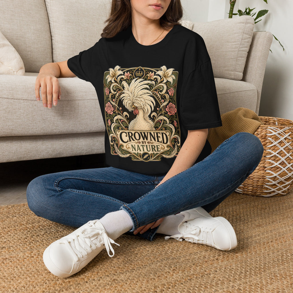 Crowned by Nature Polish Chicken T-Shirt — Vintage Botanical Hen Tee
