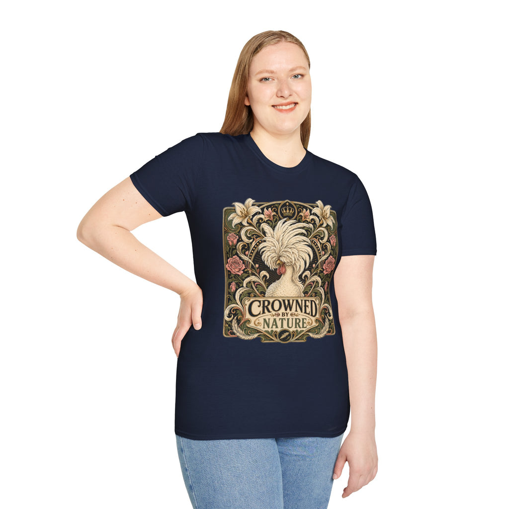 Crowned by Nature Polish Chicken T-Shirt — Vintage Botanical Hen Tee