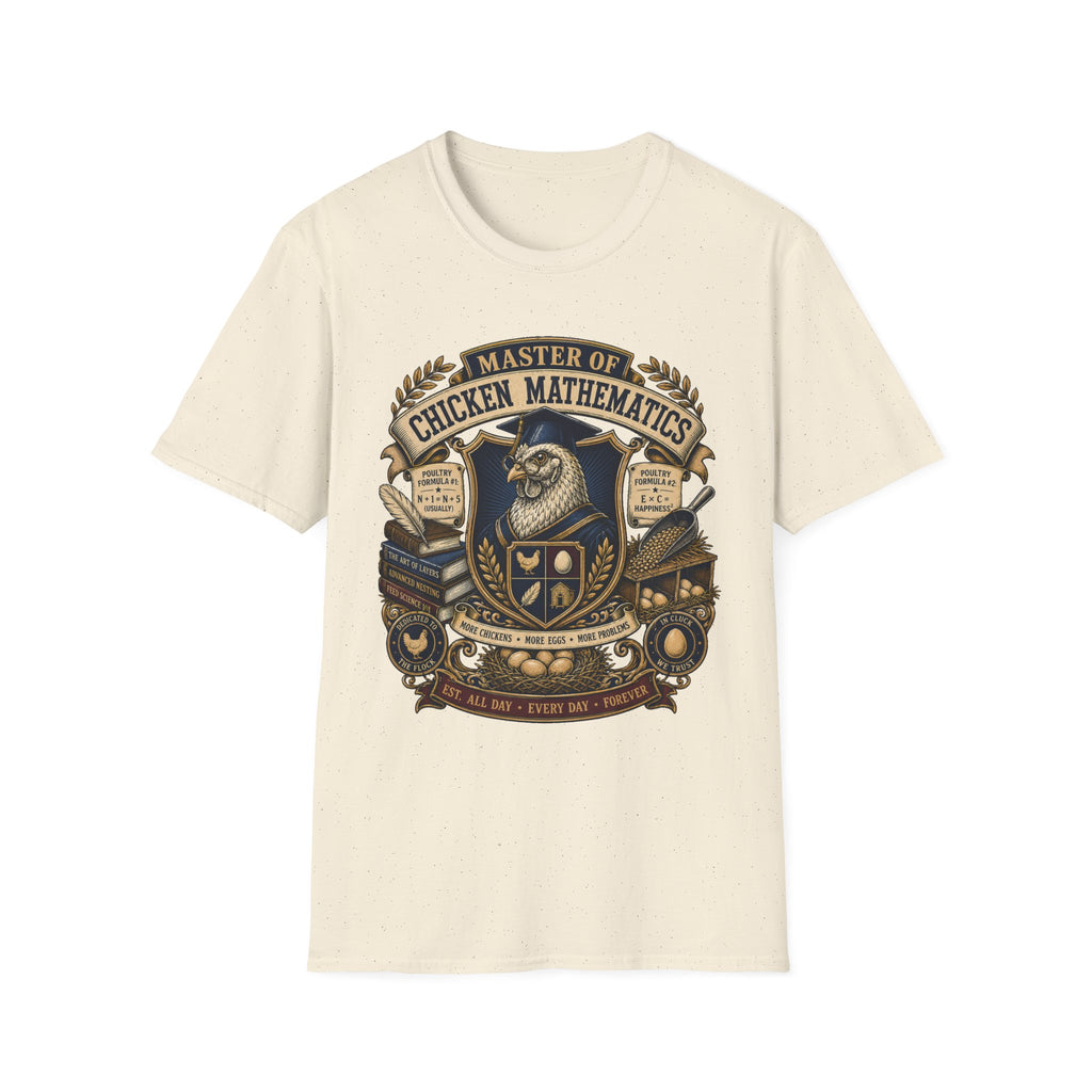 Master of Chicken Mathematics T-Shirt — Collegiate Crest Graphic Tee