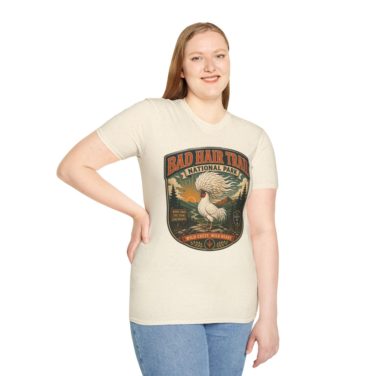 Bad Hair Trail Adventure Badge Polish Chicken T-Shirt
