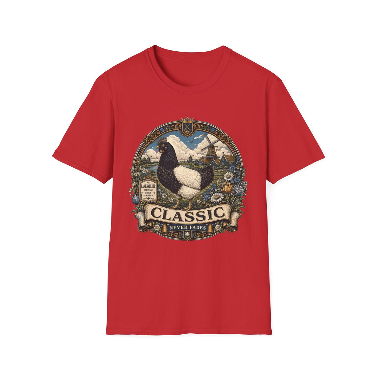 Lakenvelder Heritage Badge T-Shirt — Classic Never Fades Rooster Tee