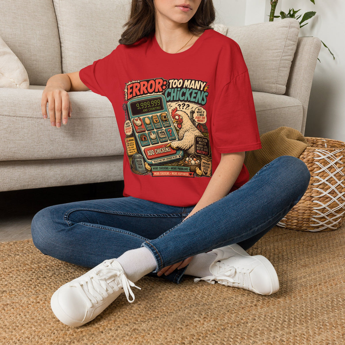 Too Many Chickens Error T-Shirt — Chicken Math Calculator Tee