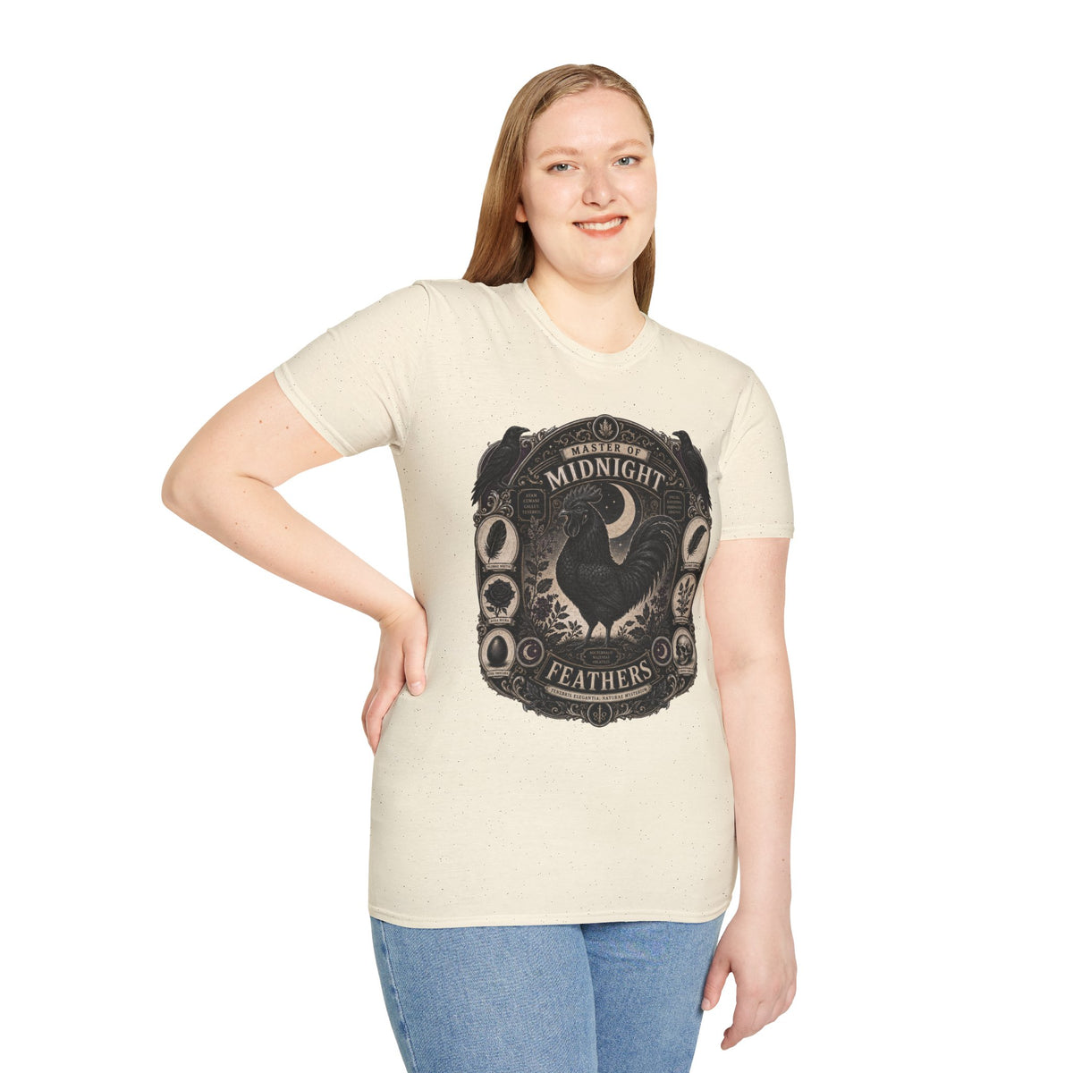 Master of Midnight Feathers Ayam Cemani T-Shirt — Gothic Rooster Graphic Tee