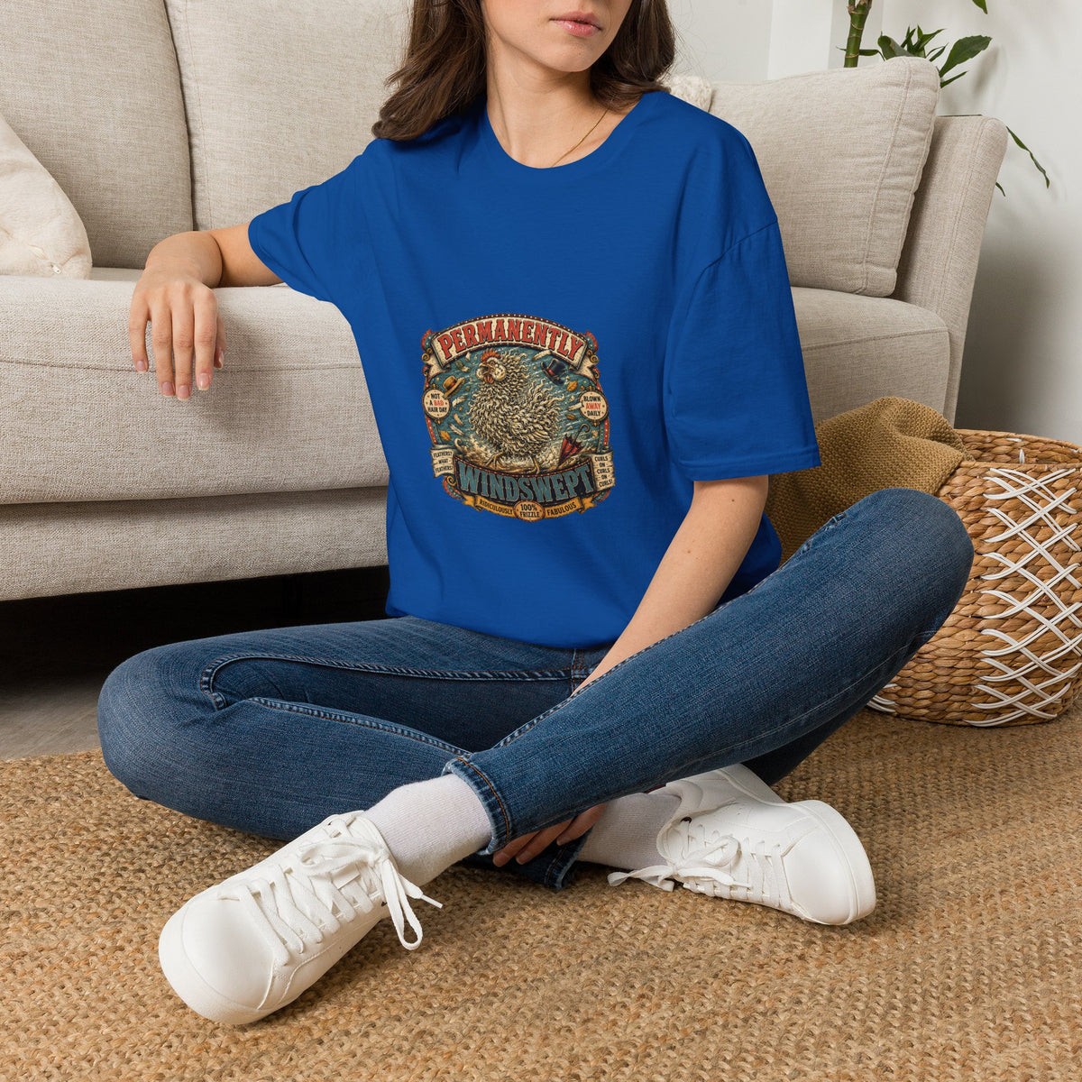 Permanently Windswept Frizzle T-Shirt — Curly Feather Novelty Tee