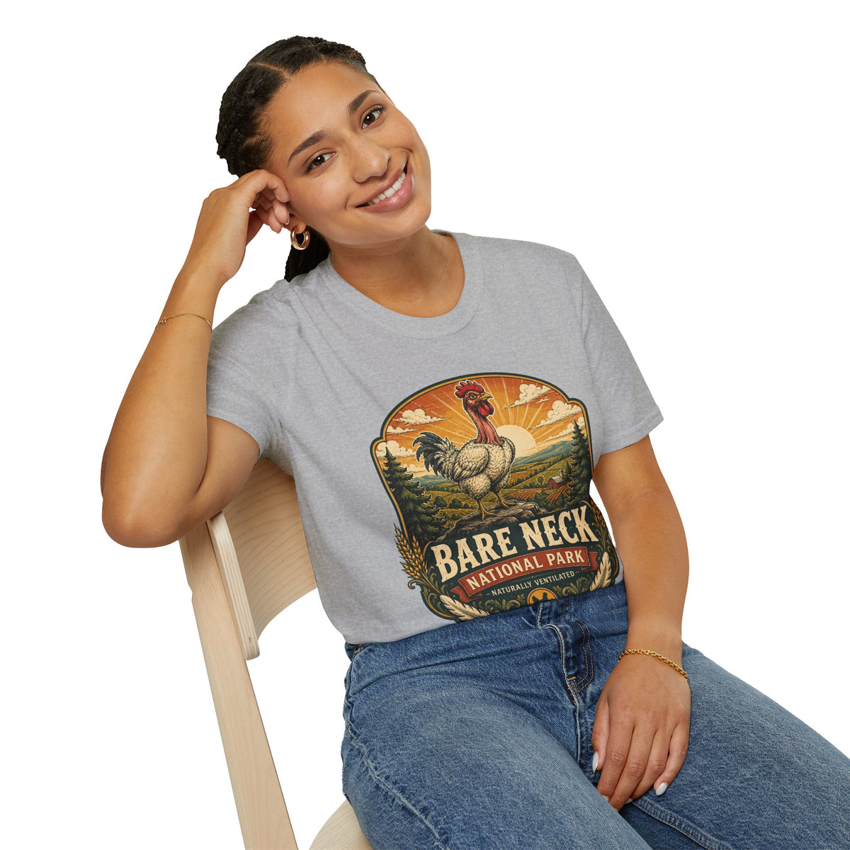 Bare Neck National Park Emblem T-Shirt — Naturally Ventilated Rooster Naked Neck Turken Tee