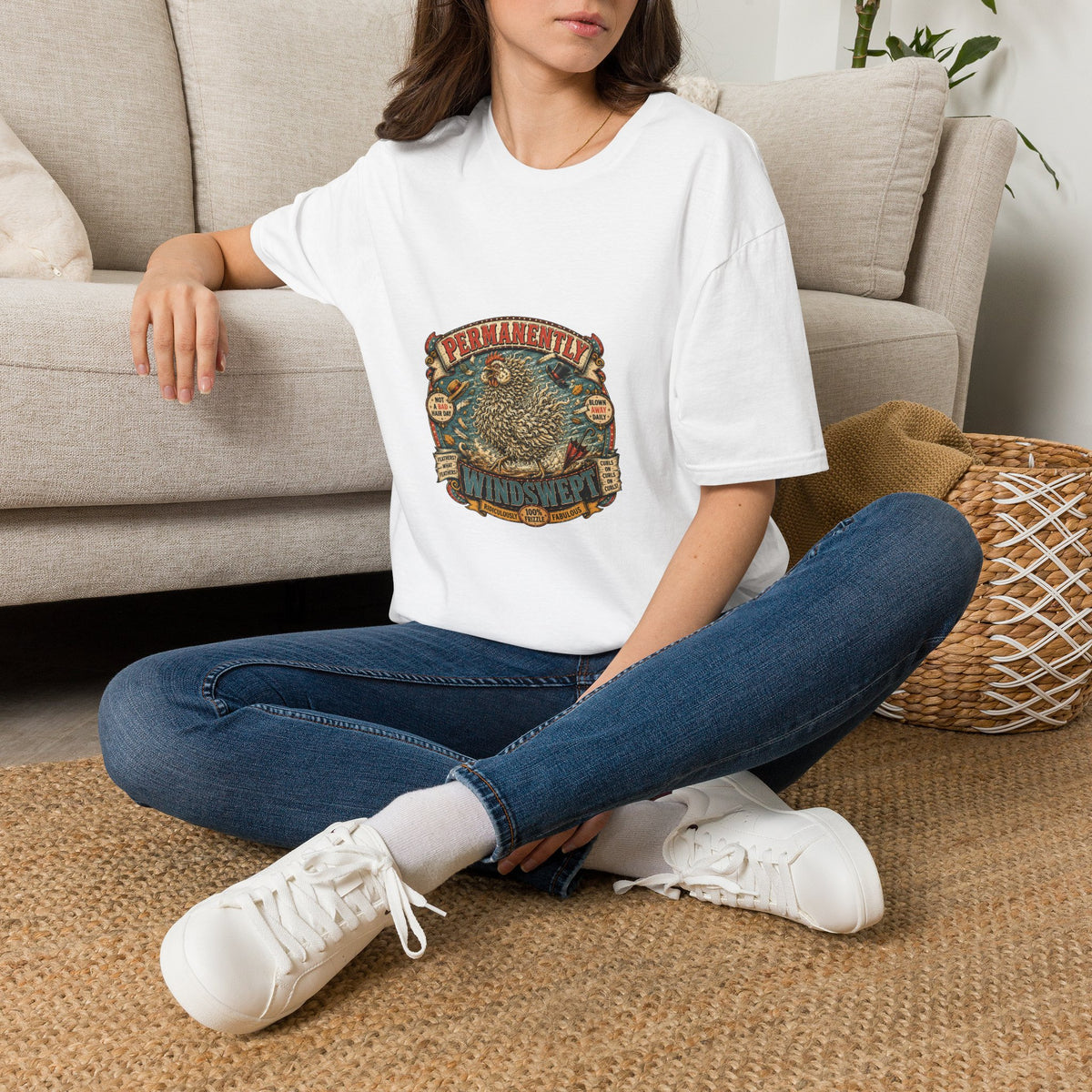 Permanently Windswept Frizzle T-Shirt — Curly Feather Novelty Tee