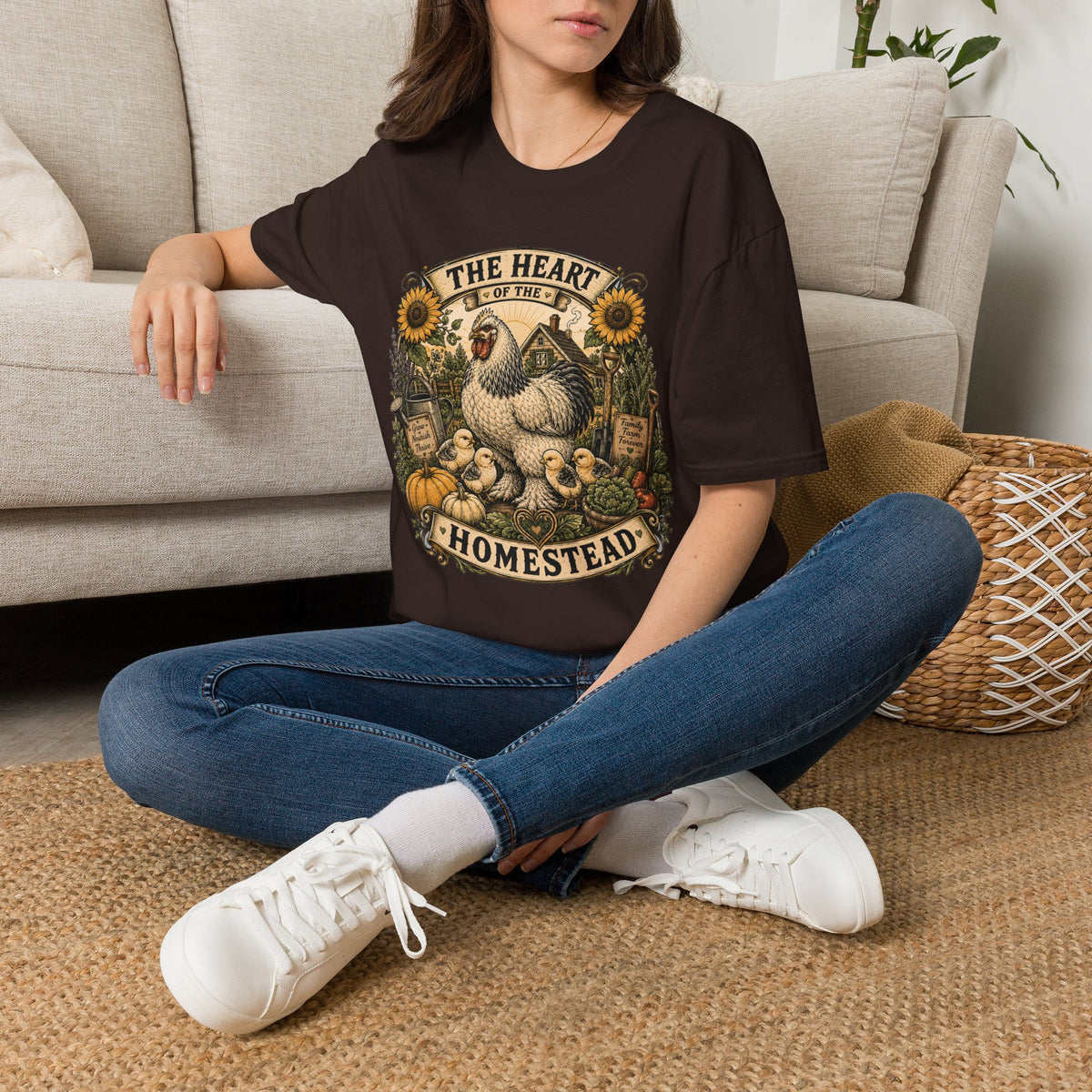The Heart of the Homestead Brahma T-Shirt — Hen & Chicks Farmhouse Graphic Tee