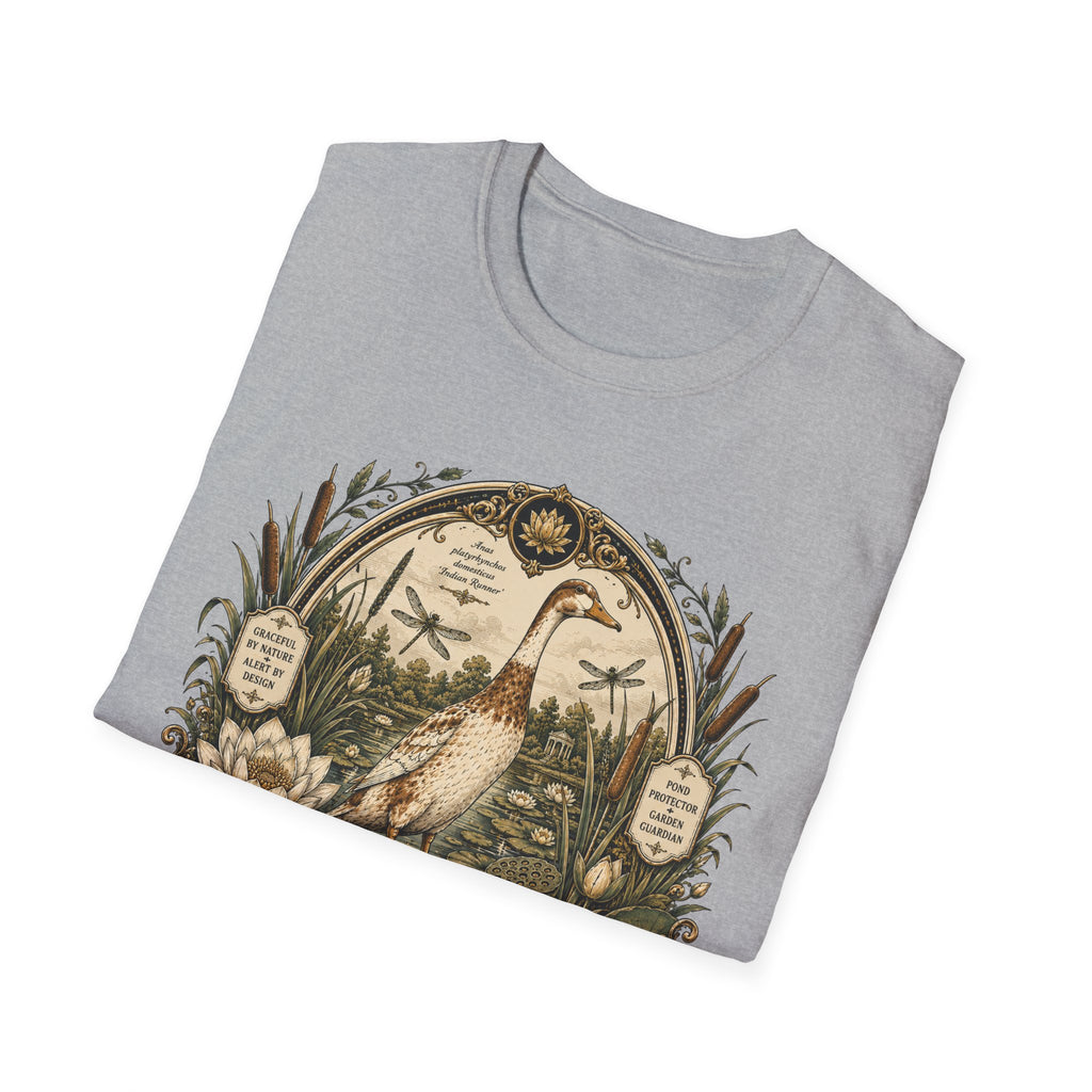 The Garden Sentinel Indian Runner T-Shirt — Walking Tall, Watching All Tee