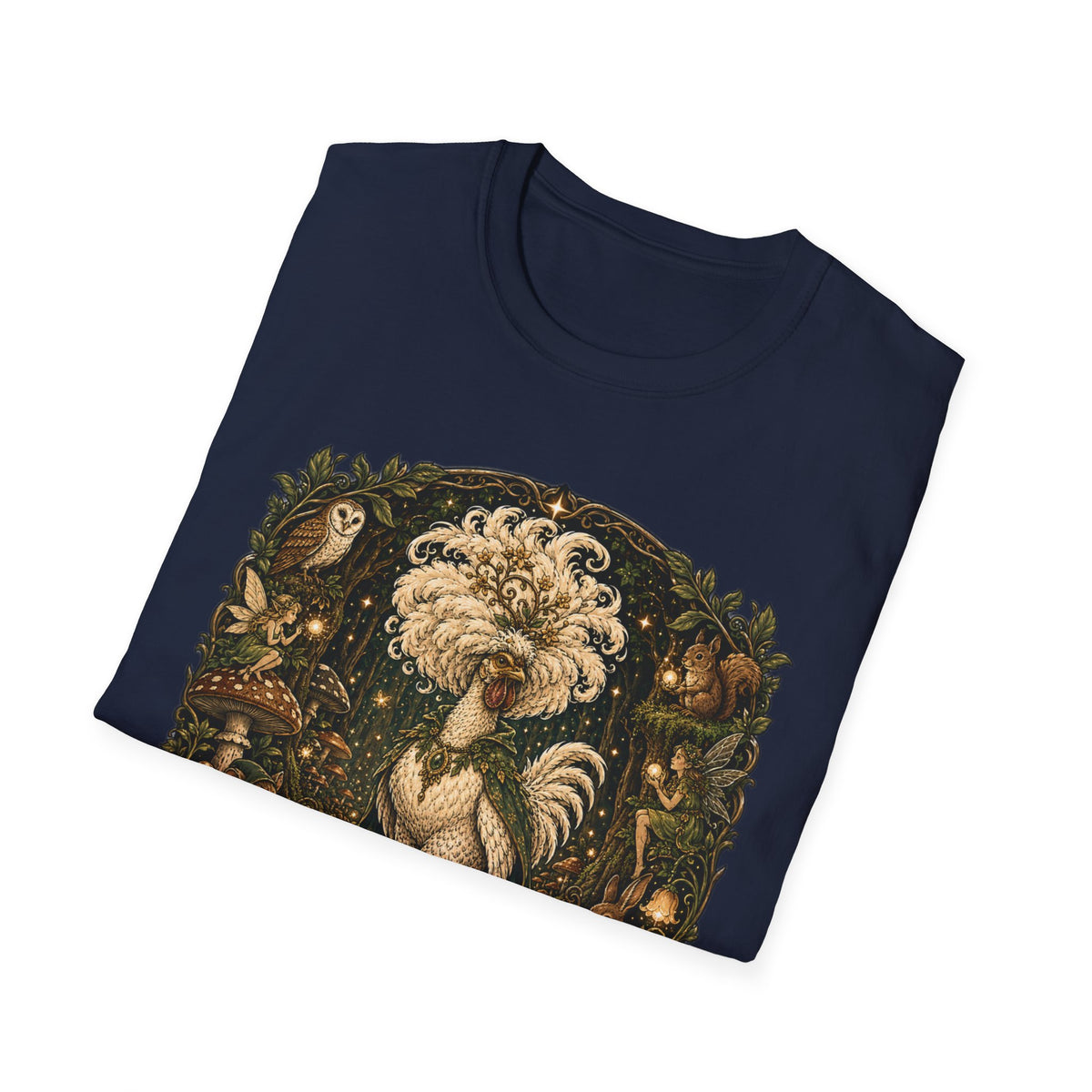 Guardian of the Hidden Grove Polish Chicken T-Shirt — Enchanted Forest Flock Tee