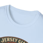 Jersey Giant Heritage Badge T-Shirt — America's Largest Breed Rooster Tee