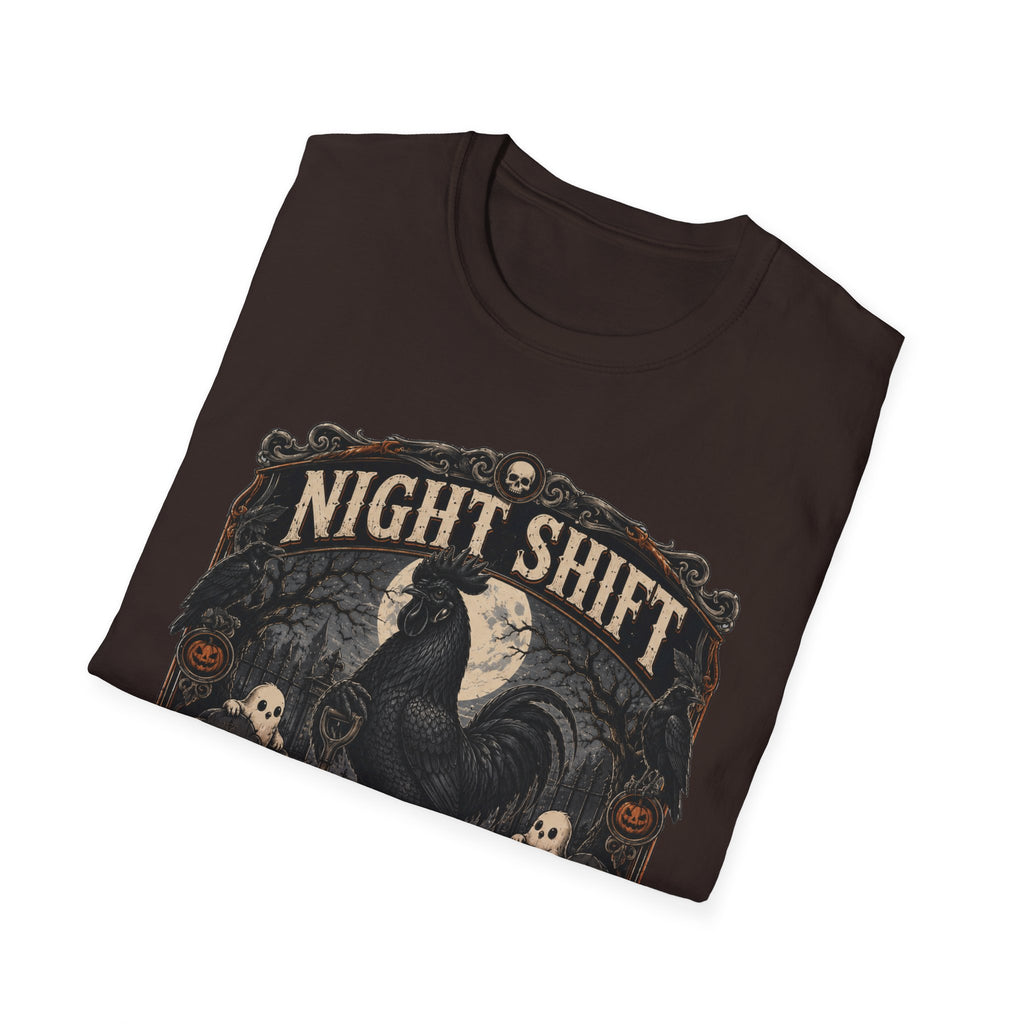 Night Shift Supervisor Ayam Cemani T-Shirt — Graveyard Rooster Graphic Tee