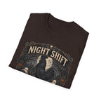 Night Shift Supervisor Ayam Cemani T-Shirt — Graveyard Rooster Graphic Tee
