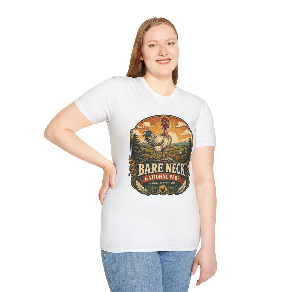 Bare Neck National Park Emblem T-Shirt — Naturally Ventilated Rooster Naked Neck Turken Tee