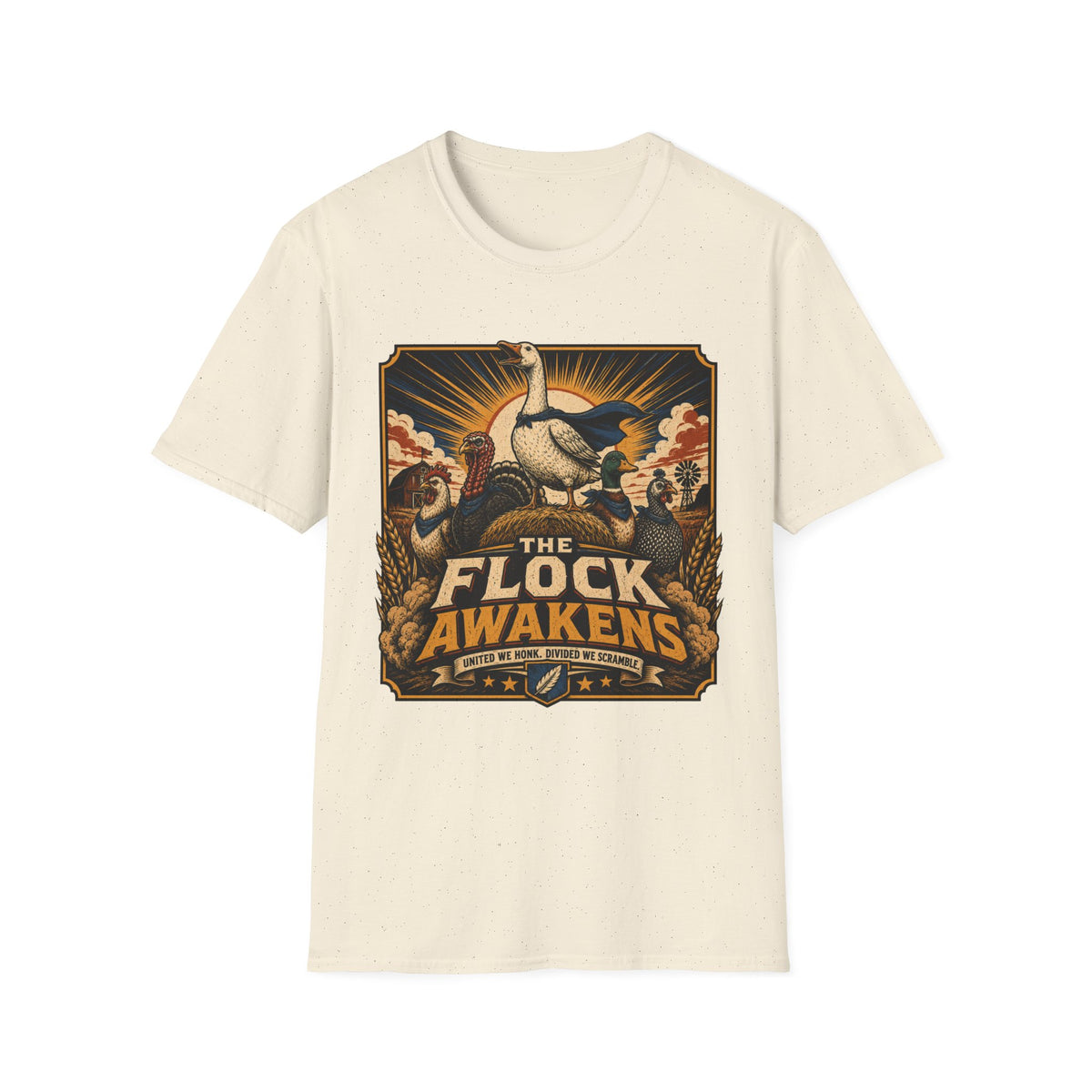 The Flock Awakens T‑Shirt — Retro Goose & Duck Vintage Wildlife Tee