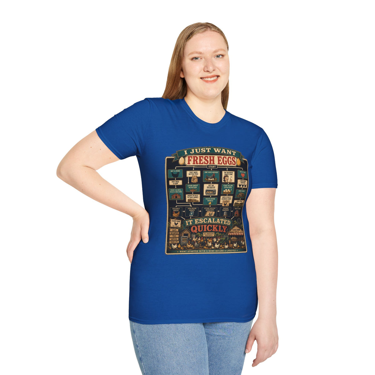 I Just Want Fresh Eggs T-Shirt — It Escalated Quickly Graphic Tee