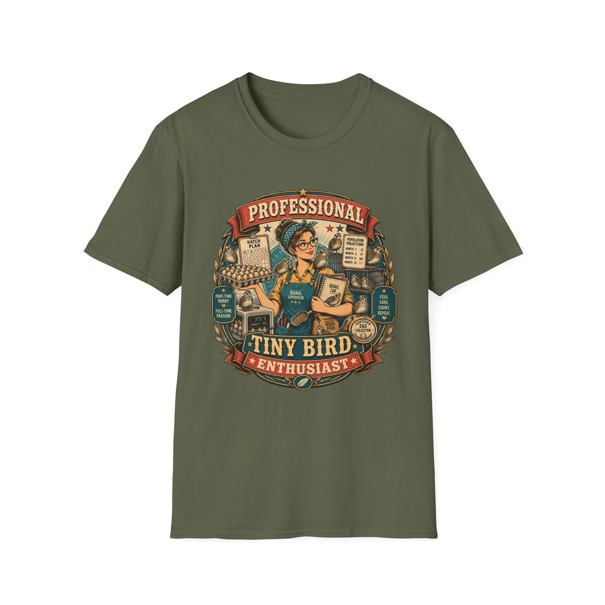 Tiny Bird Enthusiast Badge Quail T-shirt, photo 6