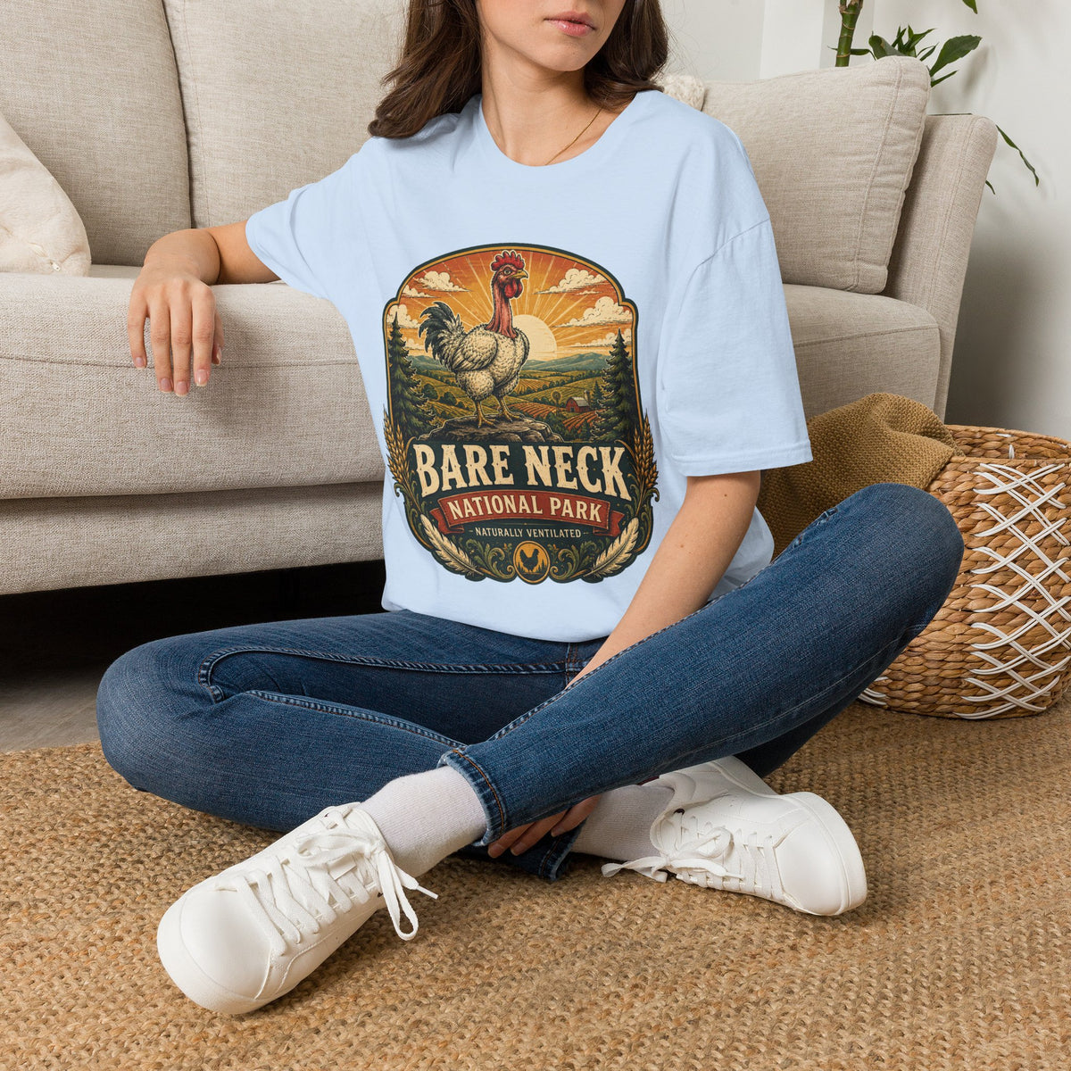 Bare Neck National Park Emblem T-Shirt — Naturally Ventilated Rooster Naked Neck Turken Tee