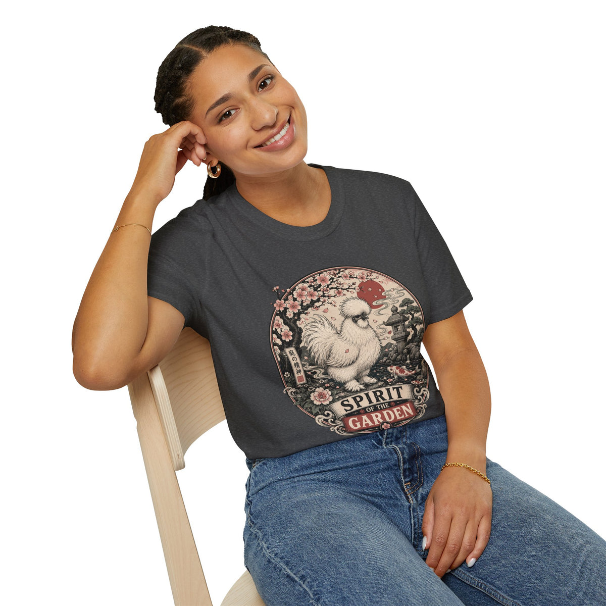 Blossom Garden Silkie T-Shirt — Japanese Woodblock Hen Tee