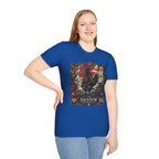 Shadow Samurai Ayam Cemani T-Shirt — Sunset Blossom Warrior Rooster Tee