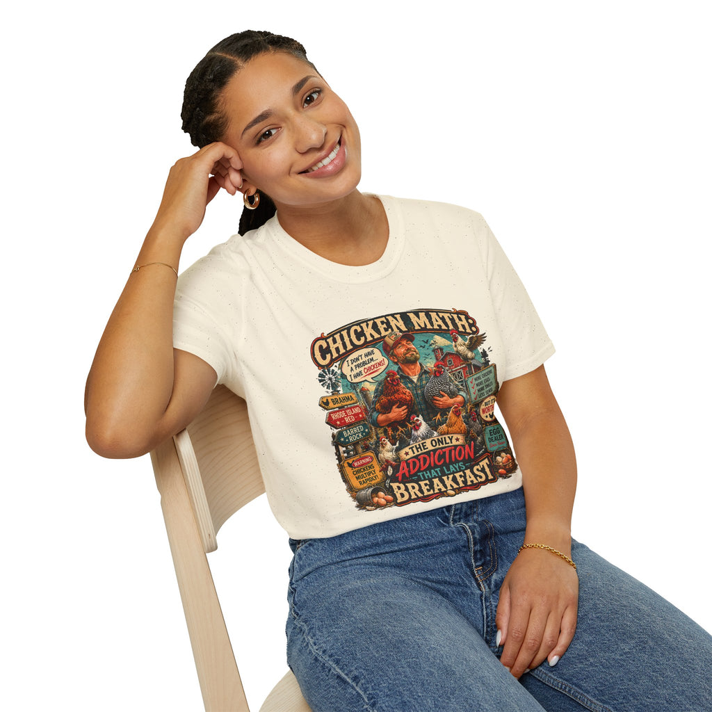 The Only Addiction That Lays Breakfast T-Shirt — Chicken Math Graphic Tee