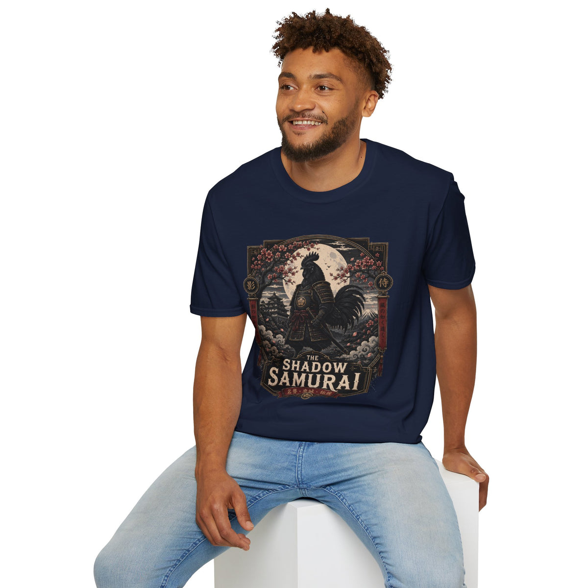 Shadow Samurai Ayam Cemani T-Shirt — Moonrise Warrior Rooster Tee