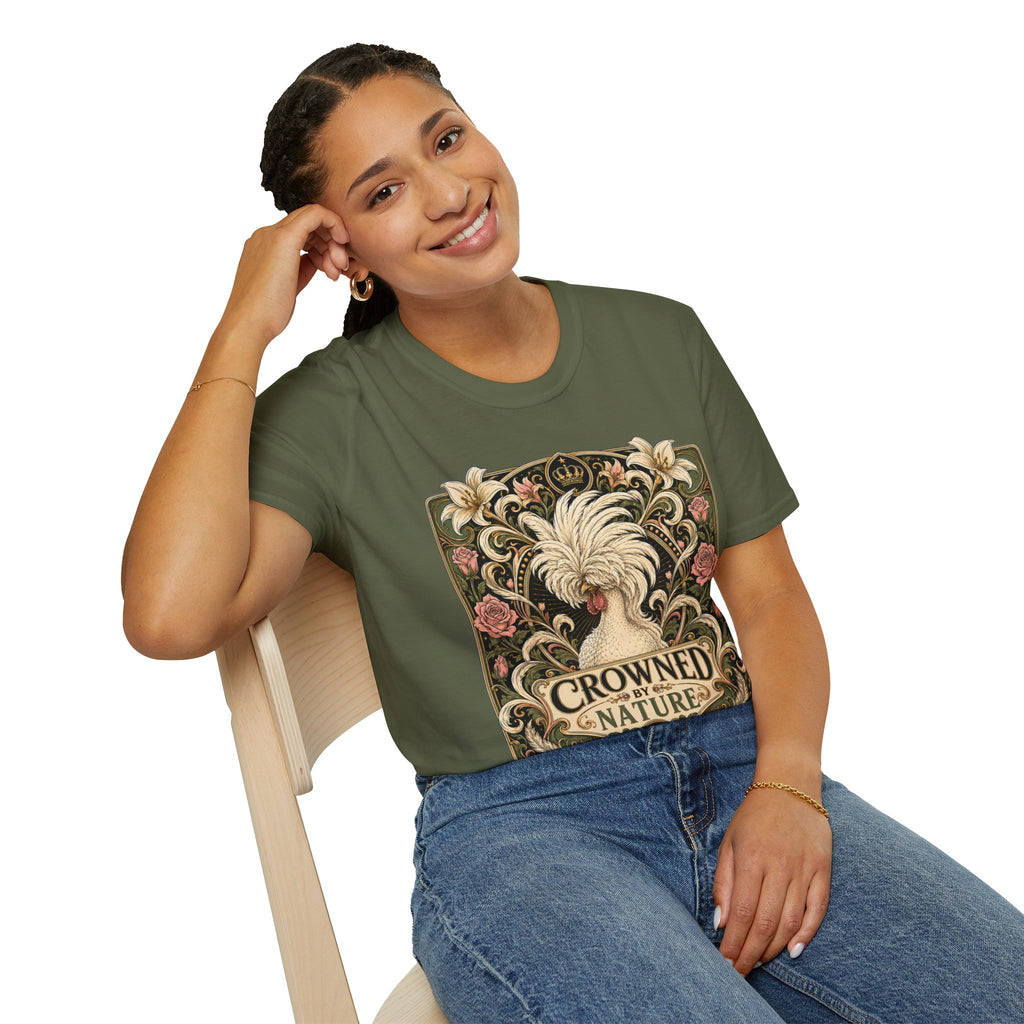 Crowned by Nature Polish Chicken T-Shirt — Vintage Botanical Hen Tee