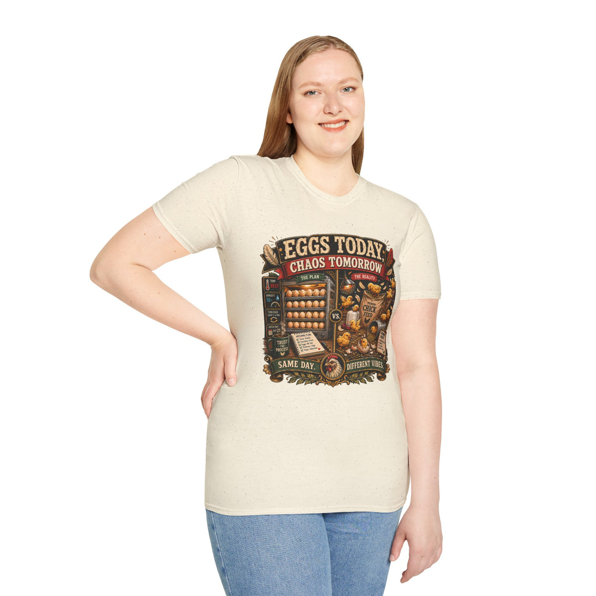 Eggs Today Chaos Tomorrow Hatching T-Shirt — Funny Incubator Season Tee