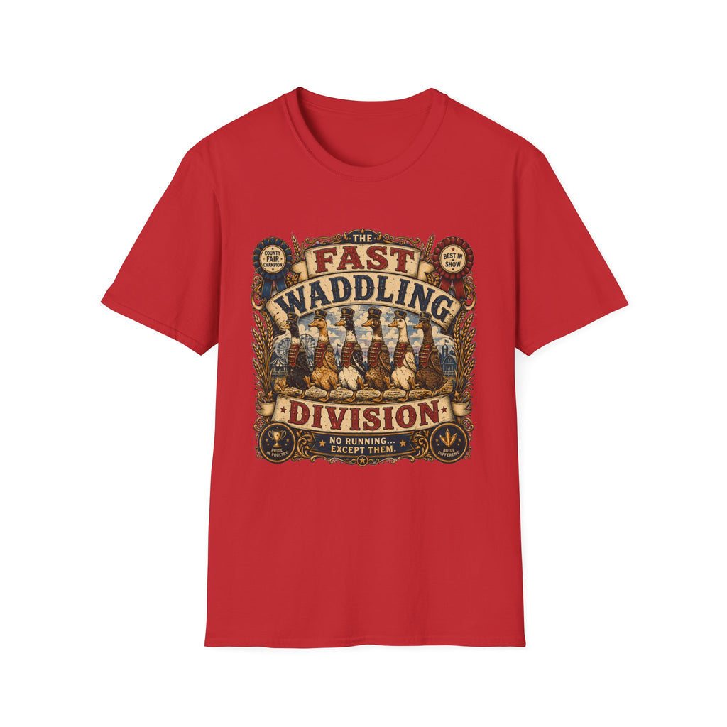 Fast Waddling Division Indian Runner T-Shirt — No Running, Except Them Tee