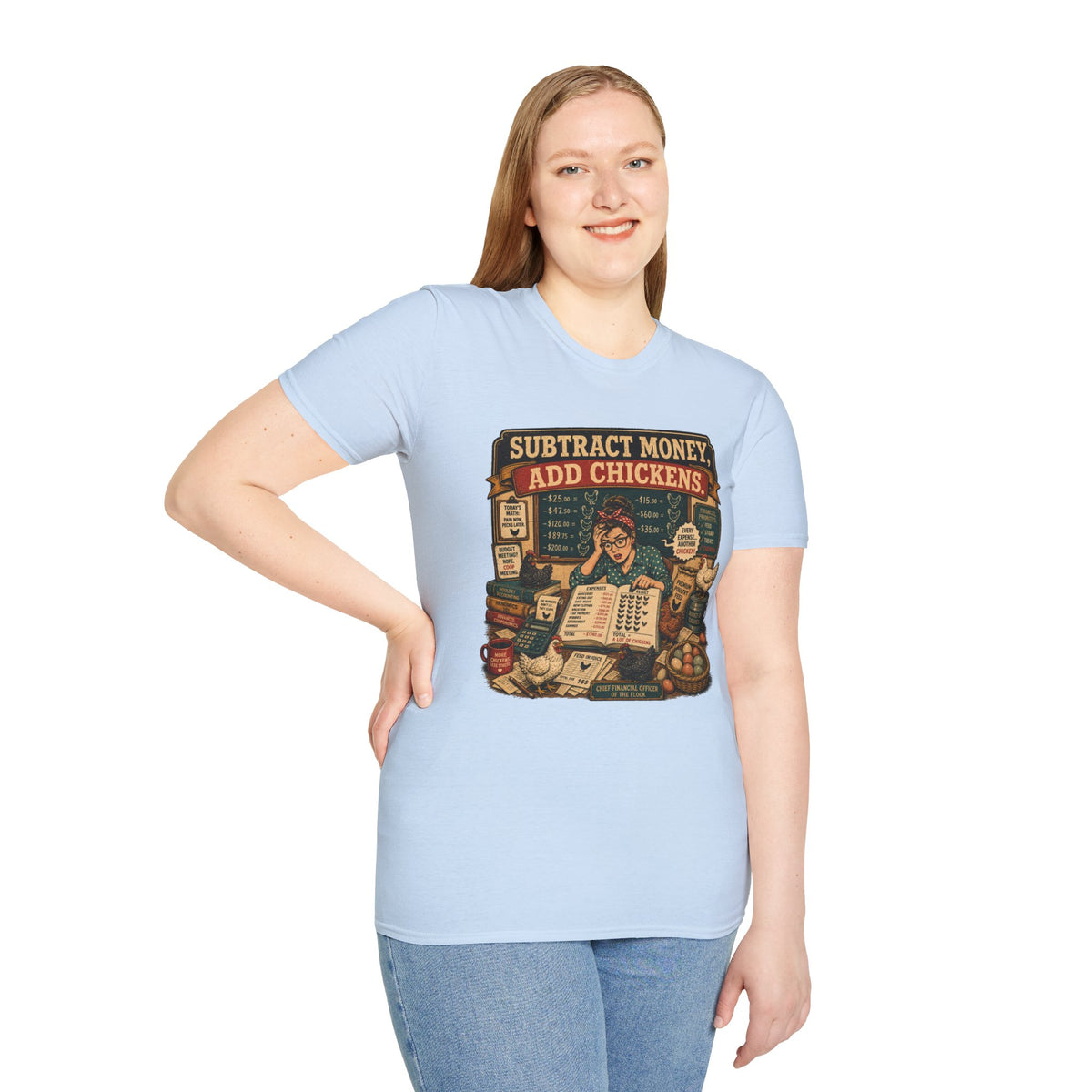 Subtract Money Add Chickens T-Shirt — Chicken Math Budget Tee