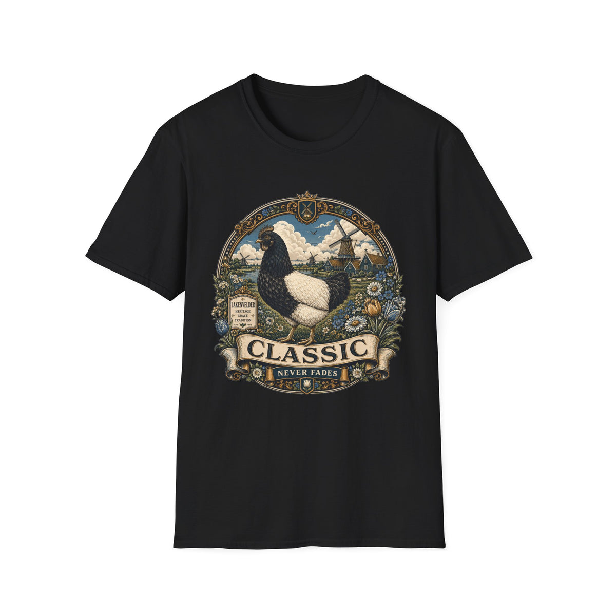 Lakenvelder Heritage Badge T-Shirt — Classic Never Fades Rooster Tee