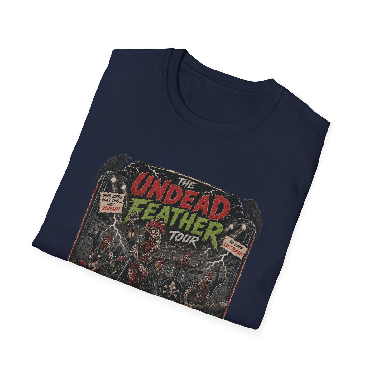 Undead Feather Tour T-Shirt — Zombie Chicken Concert Tee