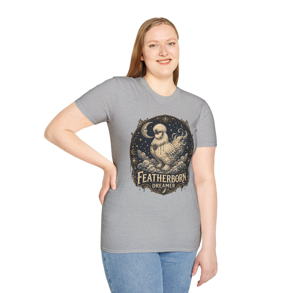 Featherborn Dreamer Silkie T-Shirt — Celestial Moonlit Hen Tee