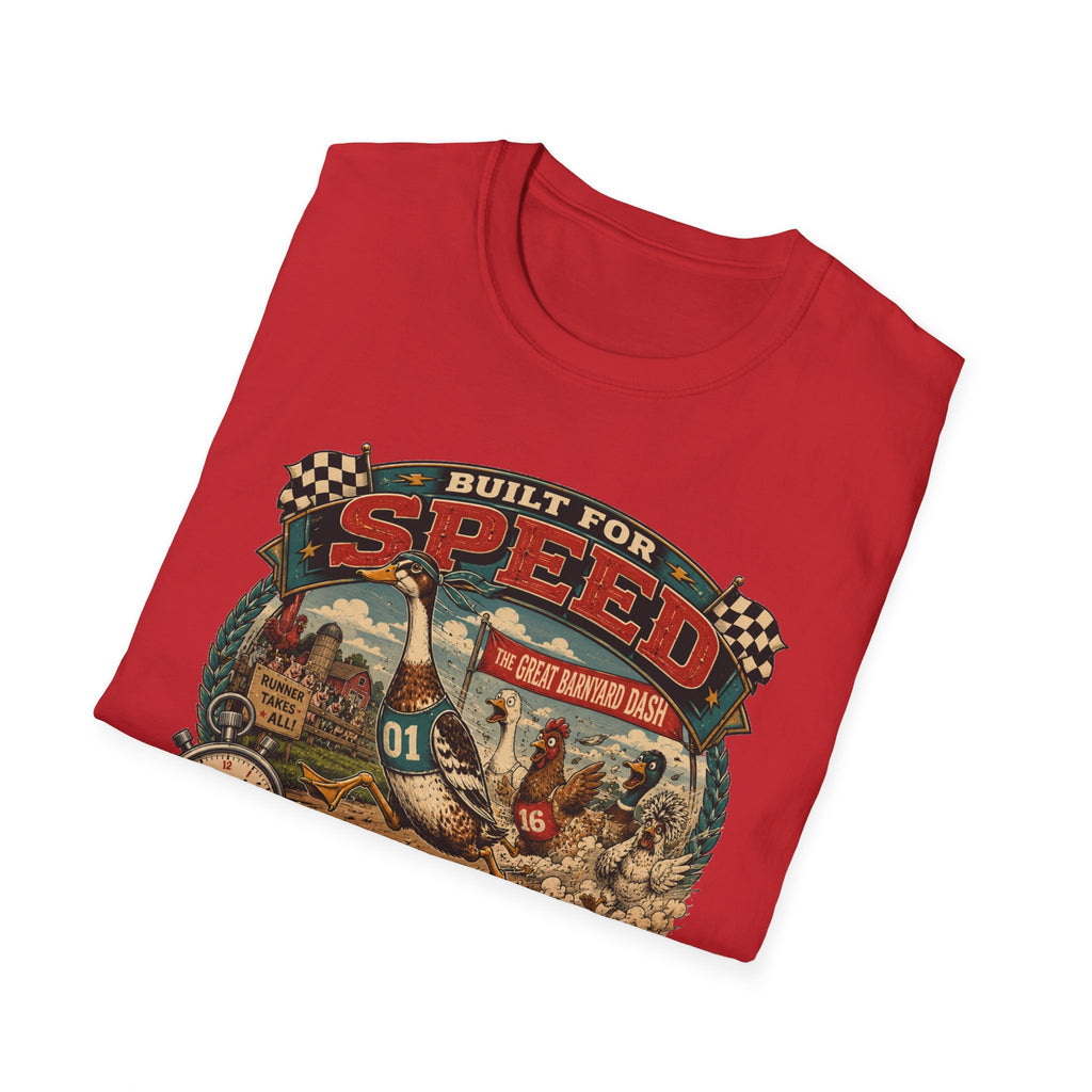 Built for Speed Barnyard Dash Indian Runner T-Shirt — Designed for Chaos Tee
