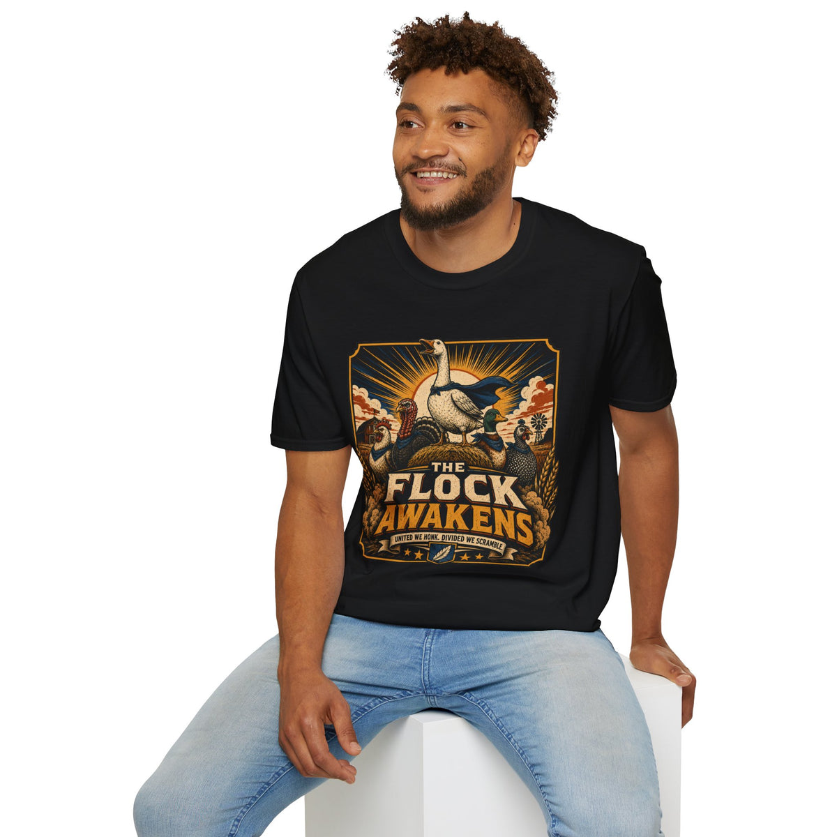 The Flock Awakens T‑Shirt — Retro Goose & Duck Vintage Wildlife Tee