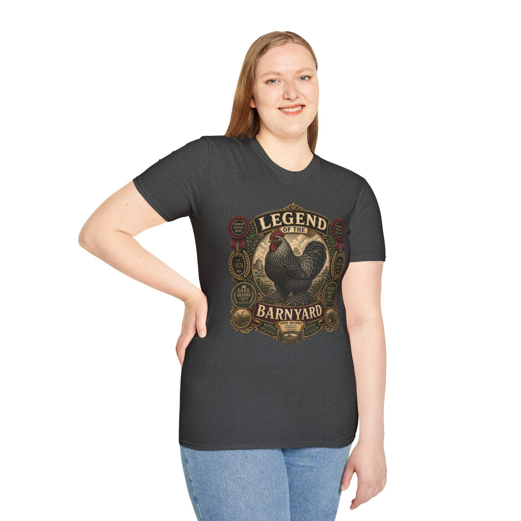 Legend of the Barnyard Dark Brahma T-Shirt — Vintage Rooster Label Tee