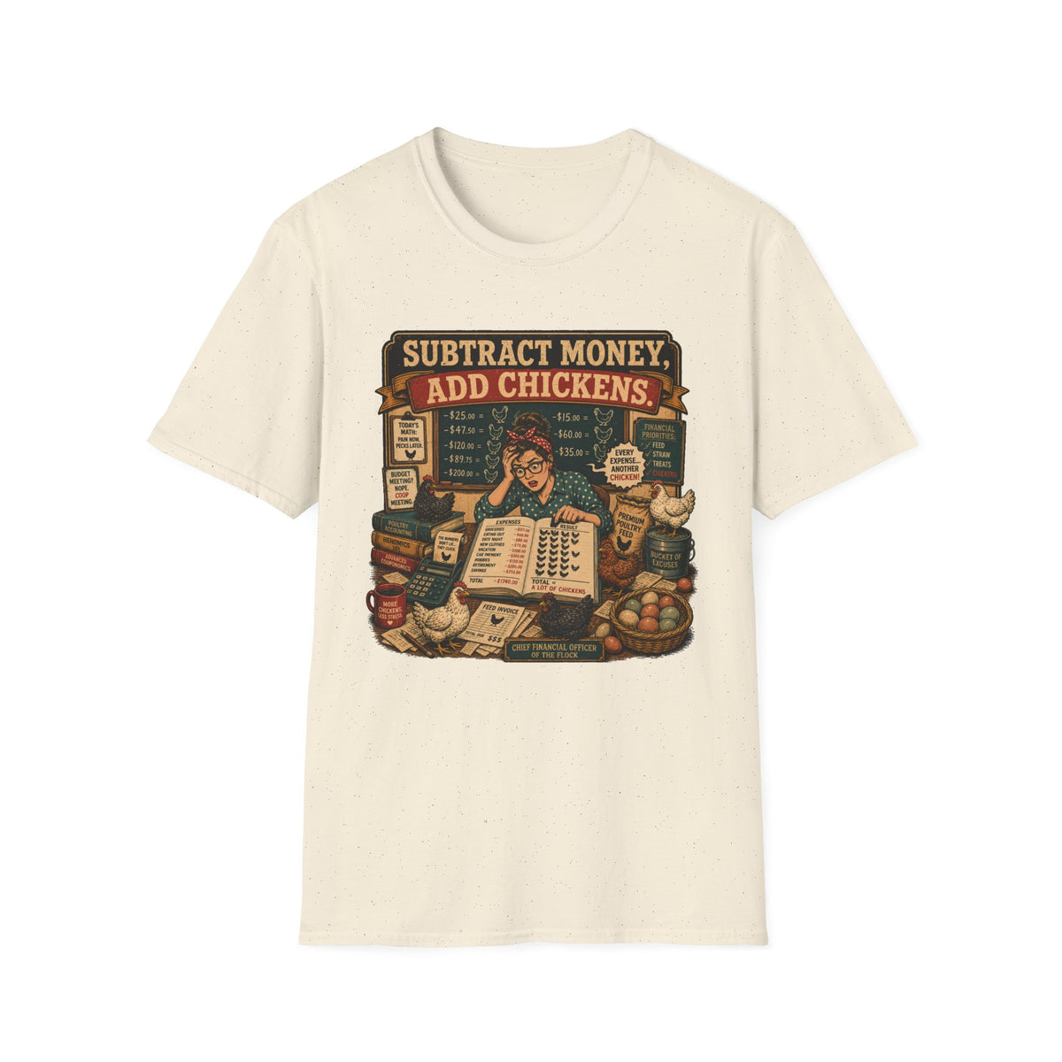 Subtract Money Add Chickens T-shirt, photo 5