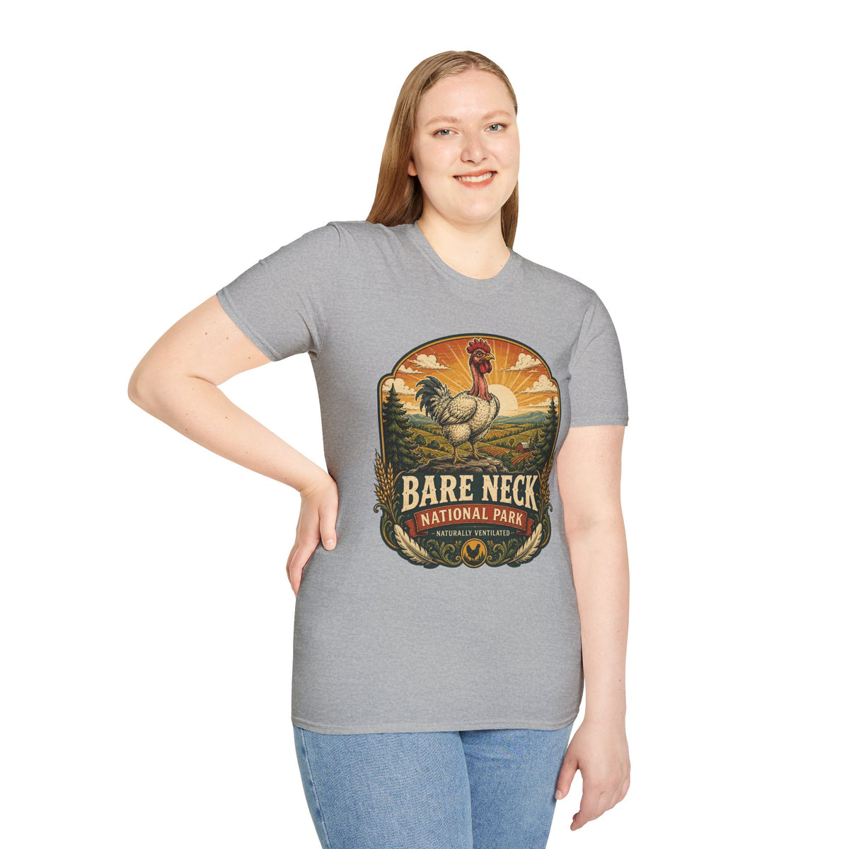 Bare Neck National Park Emblem T-Shirt — Naturally Ventilated Rooster Naked Neck Turken Tee