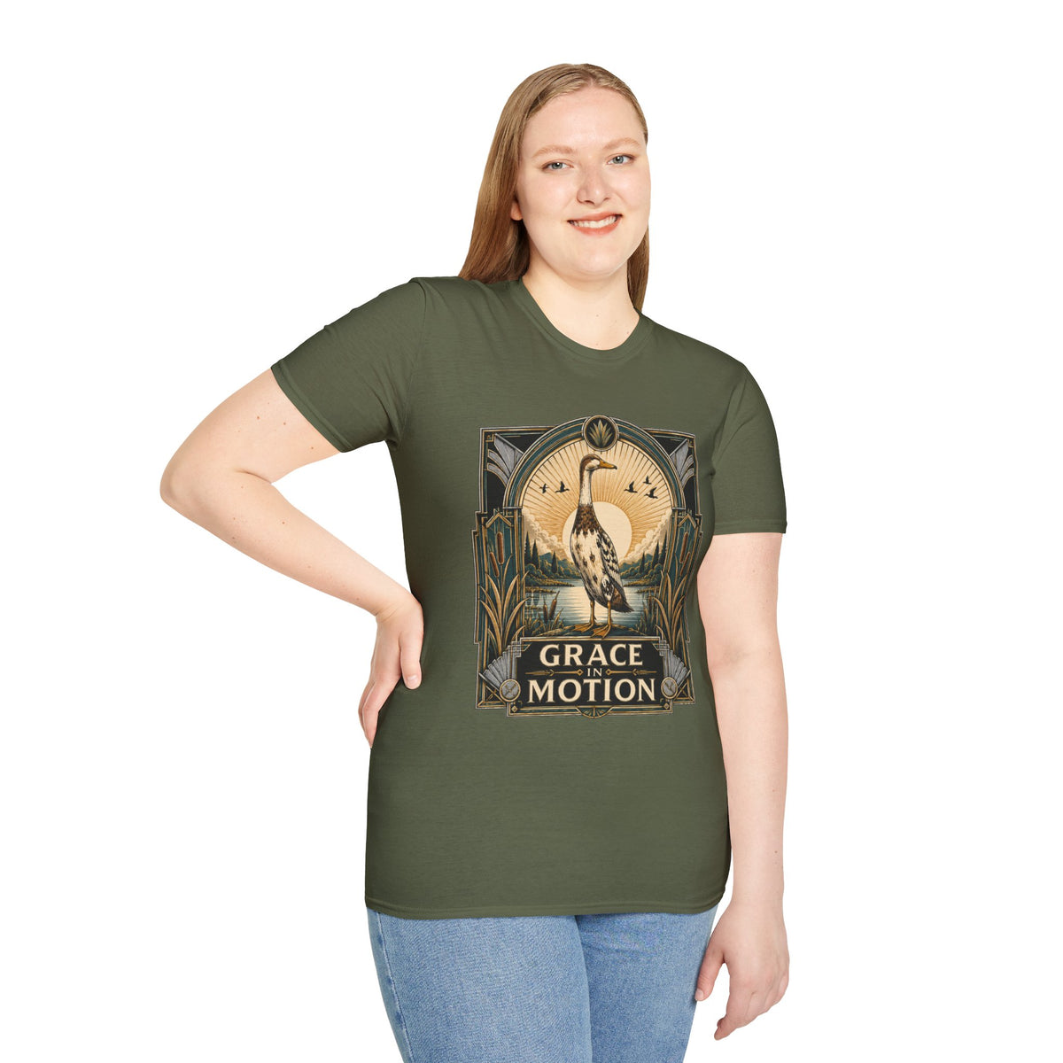 Grace in Motion Indian Runner T-Shirt — Elegant Duck Portrait Tee