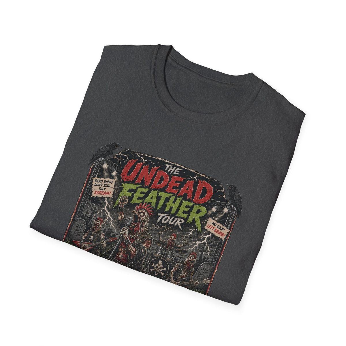 Undead Feather Tour T-Shirt — Zombie Chicken Concert Tee