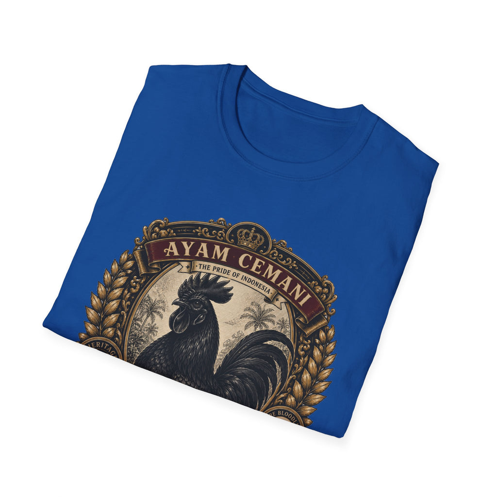 Ayam Cemani Heritage Badge T-Shirt — Rare All-Black Rooster Graphic Tee
