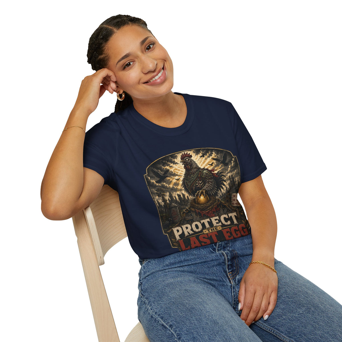 Protect the Last Egg T-Shirt — Undead Guardian Hen Zombie Chicken Tee