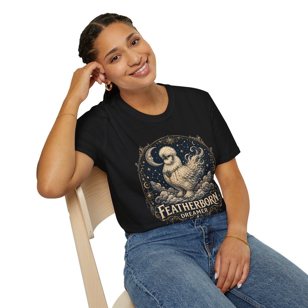 Featherborn Dreamer Silkie T-Shirt — Celestial Moonlit Hen Tee