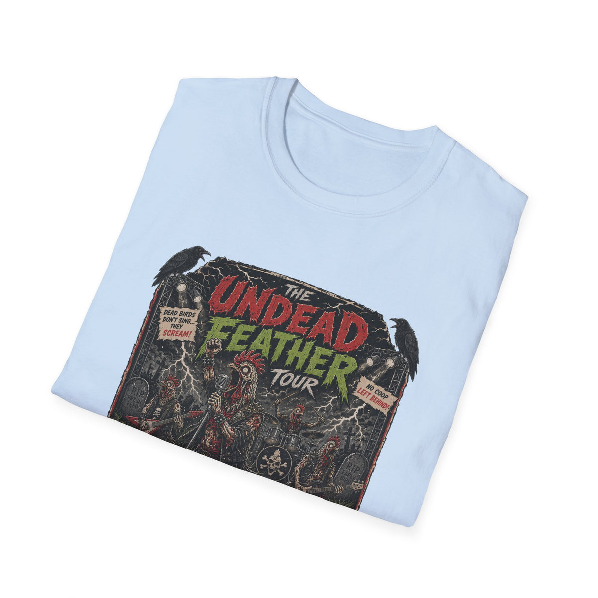 Undead Feather Tour T-Shirt — Zombie Chicken Concert Tee