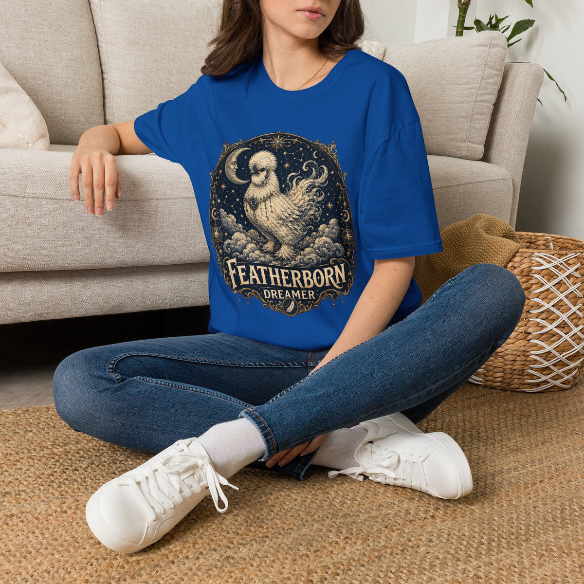 Featherborn Dreamer Silkie T-Shirt — Celestial Moonlit Hen Tee